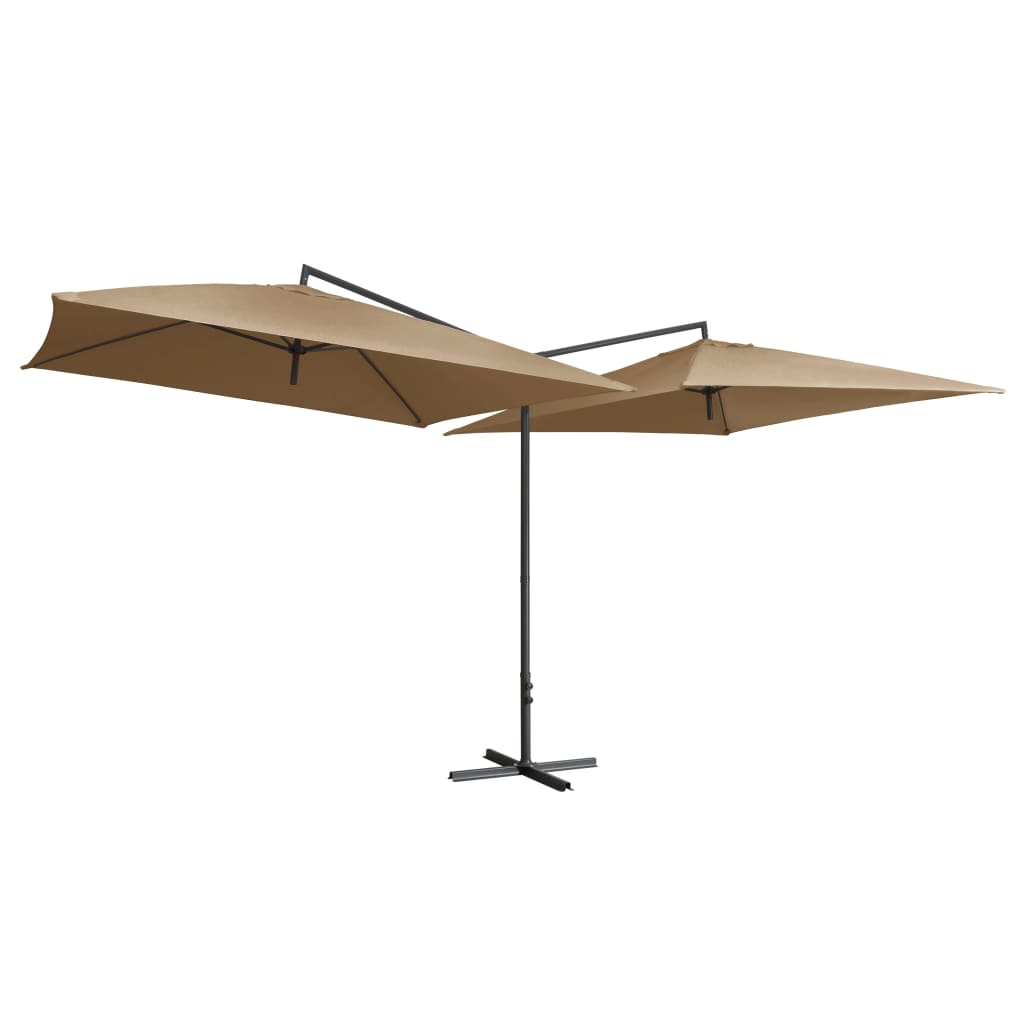 Doppel-Sonnenschirm mit Stahl-Mast 250x250 cm Taupe
