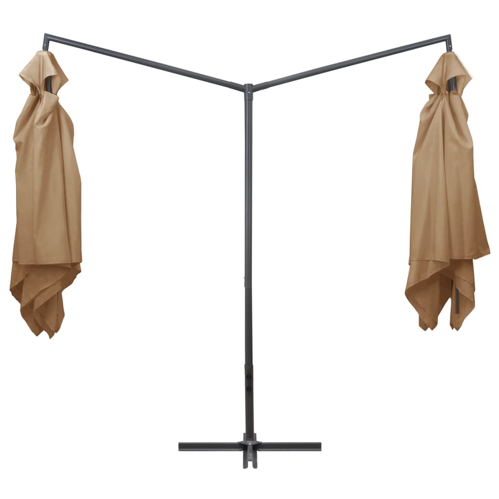 Doppel-Sonnenschirm mit Stahl-Mast 250x250 cm Taupe