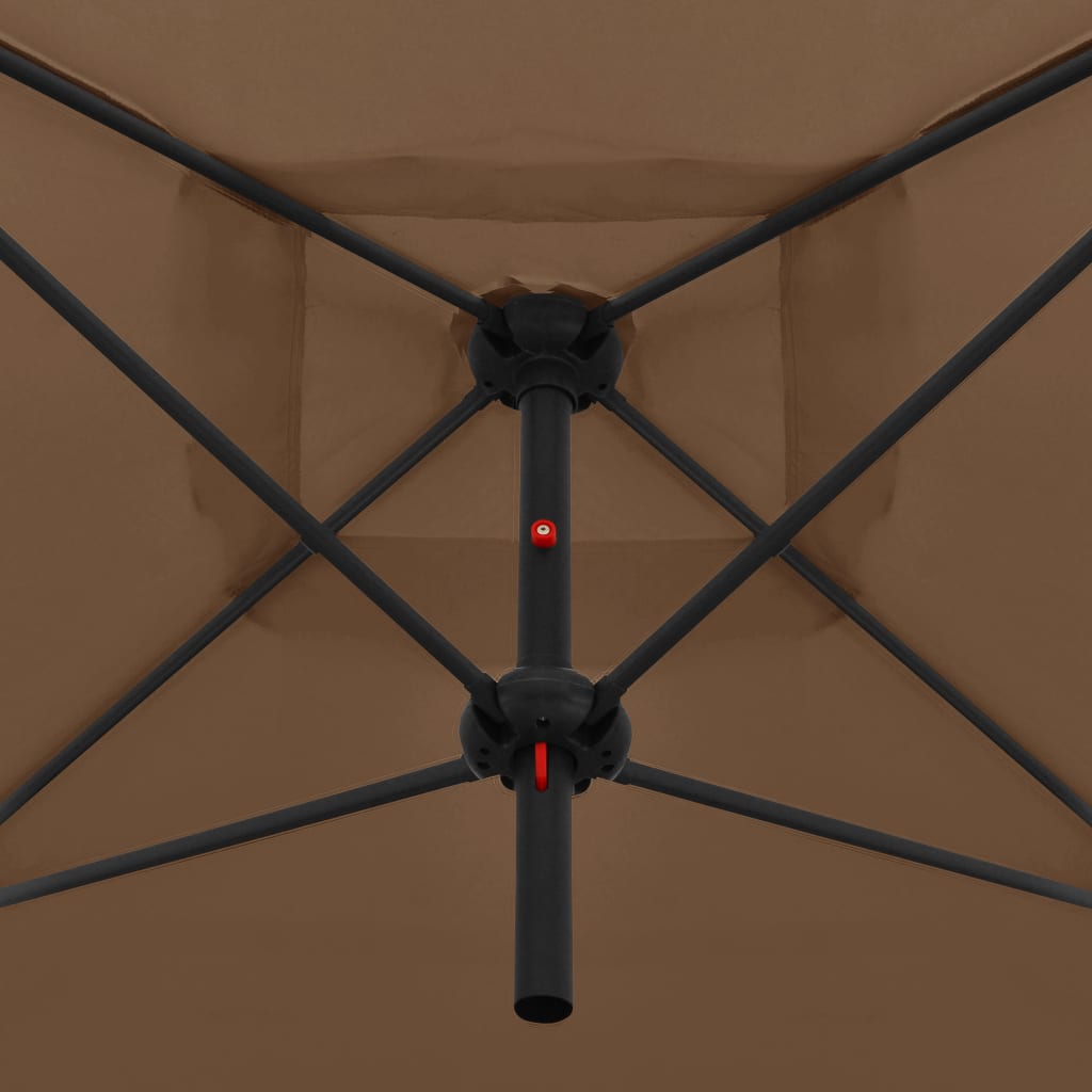 Doppel-Sonnenschirm mit Stahl-Mast 250x250 cm Taupe
