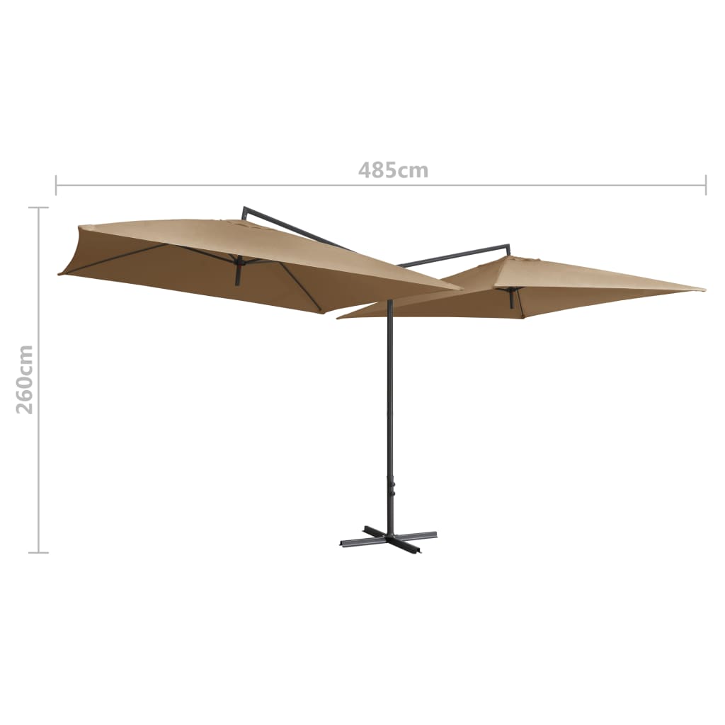 Doppel-Sonnenschirm mit Stahl-Mast 250x250 cm Taupe