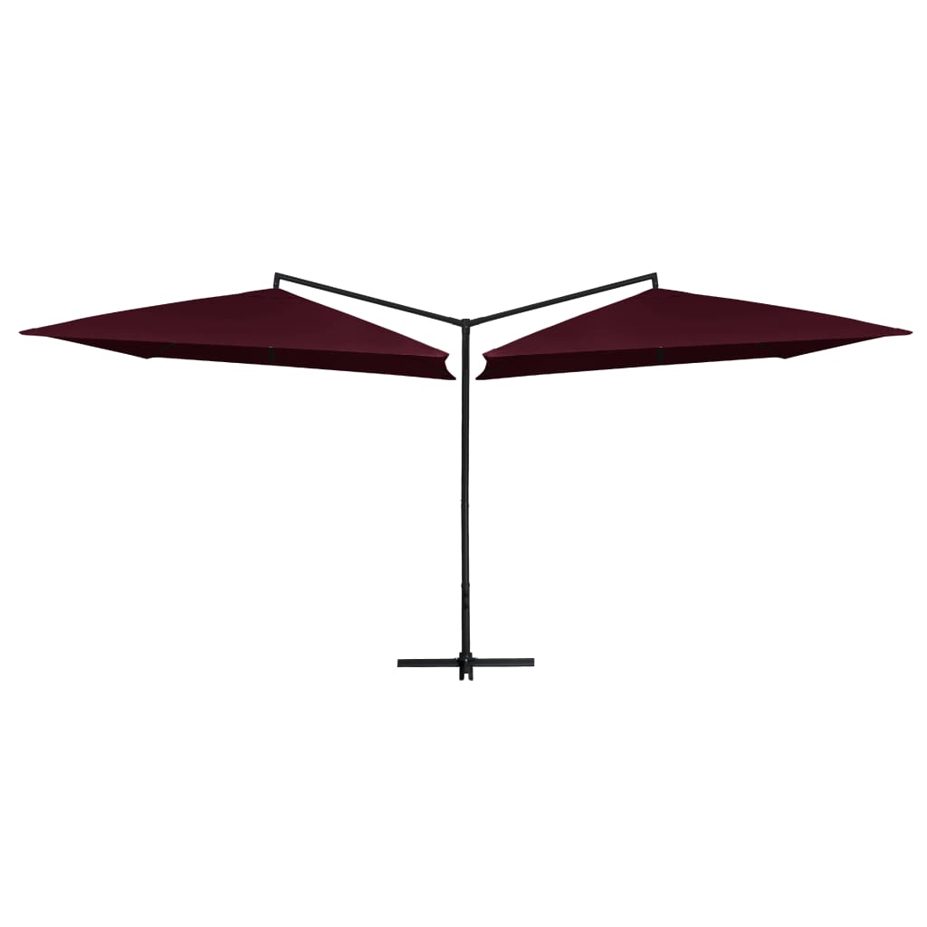 Parasol double avec mât en acier 250 x 250 cm Rouge Bordeaux