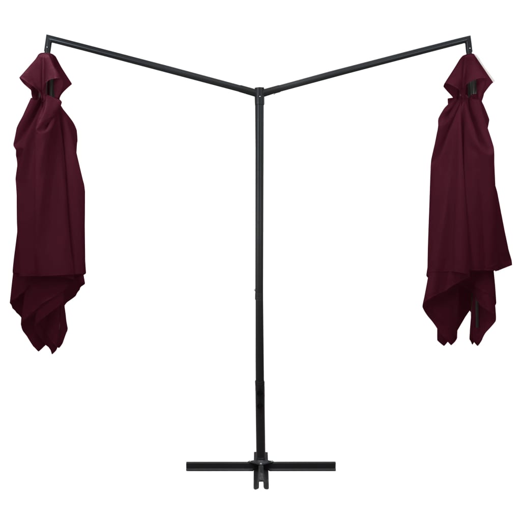 Parasol double avec mât en acier 250 x 250 cm Rouge Bordeaux