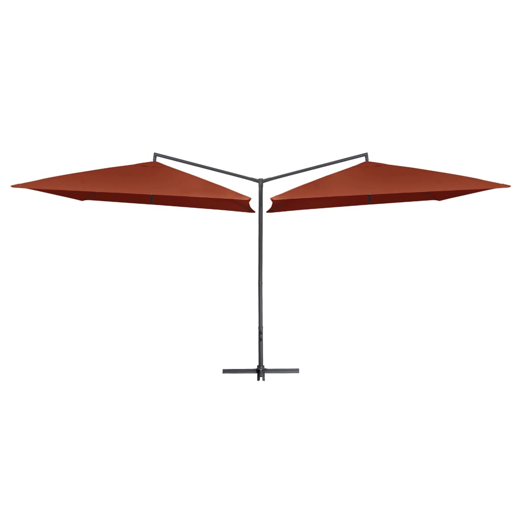 Parasol double avec mât en acier 250×250 cm rouge terre cuite