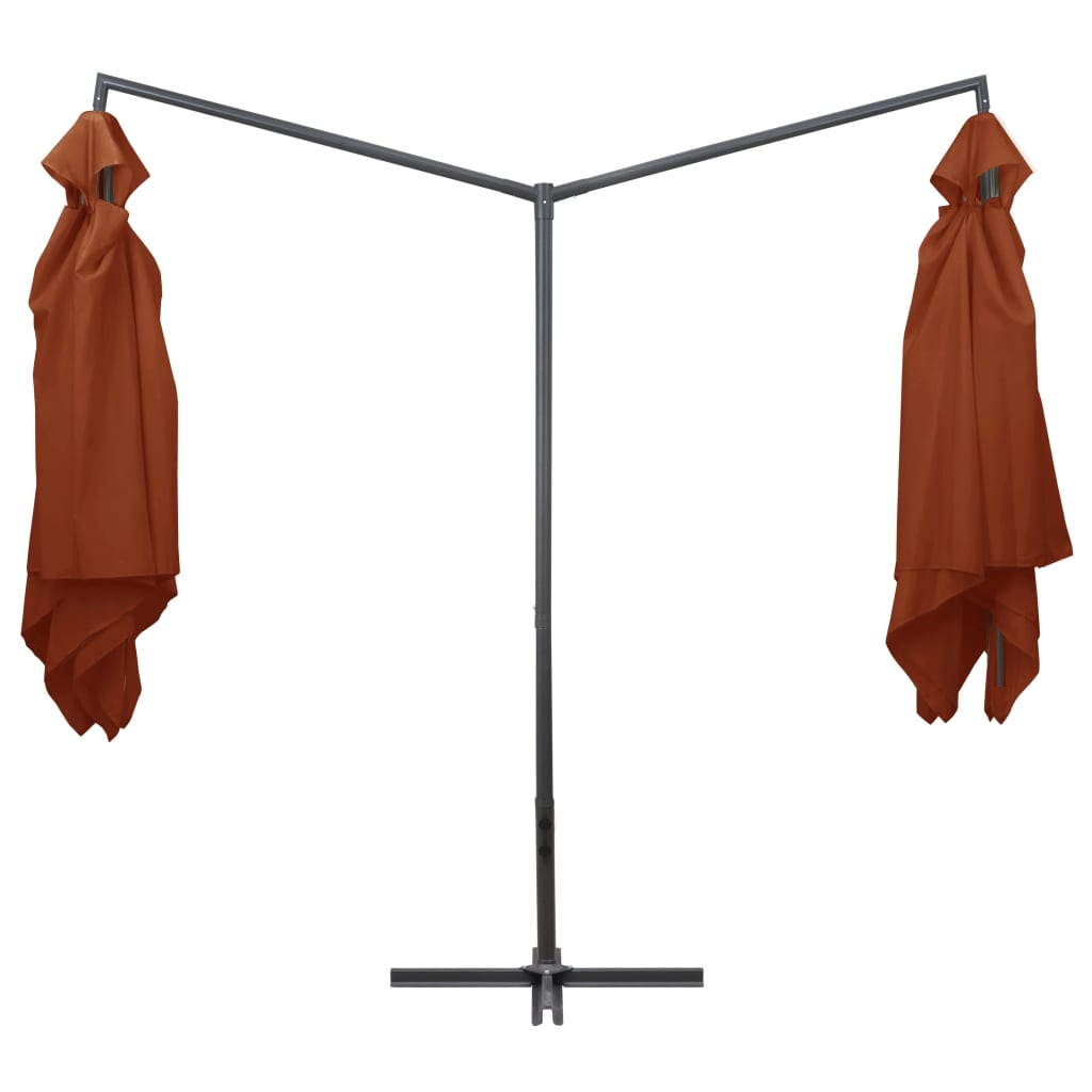 Parasol double avec mât en acier 250×250 cm rouge terre cuite