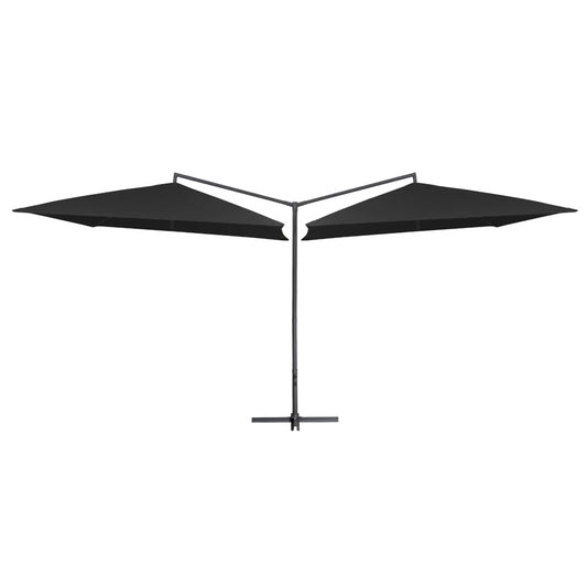 Doppelsonnenschirm mit Stahlmast 250×250 cm Schwarz