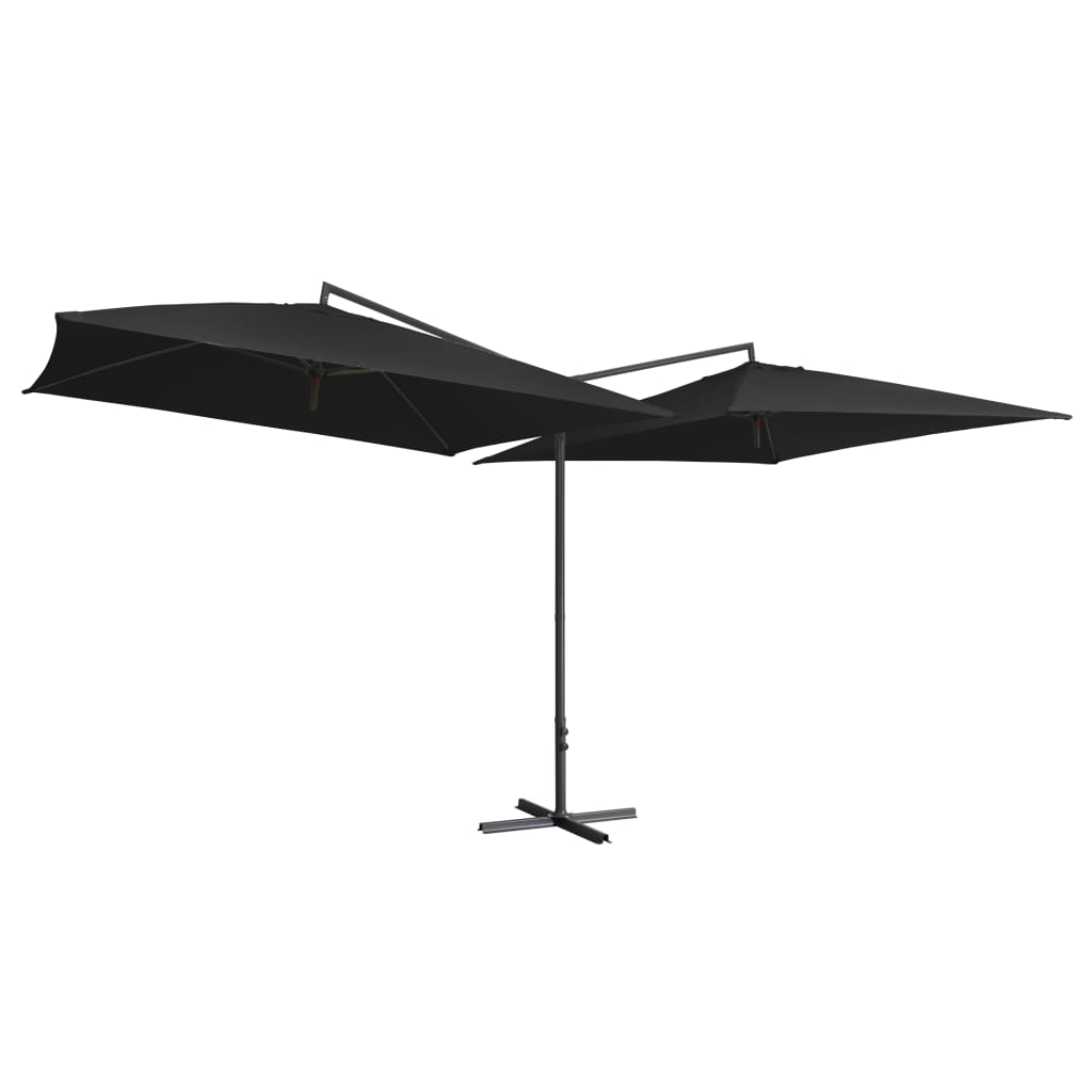 Doppelsonnenschirm mit Stahlmast 250×250 cm Schwarz