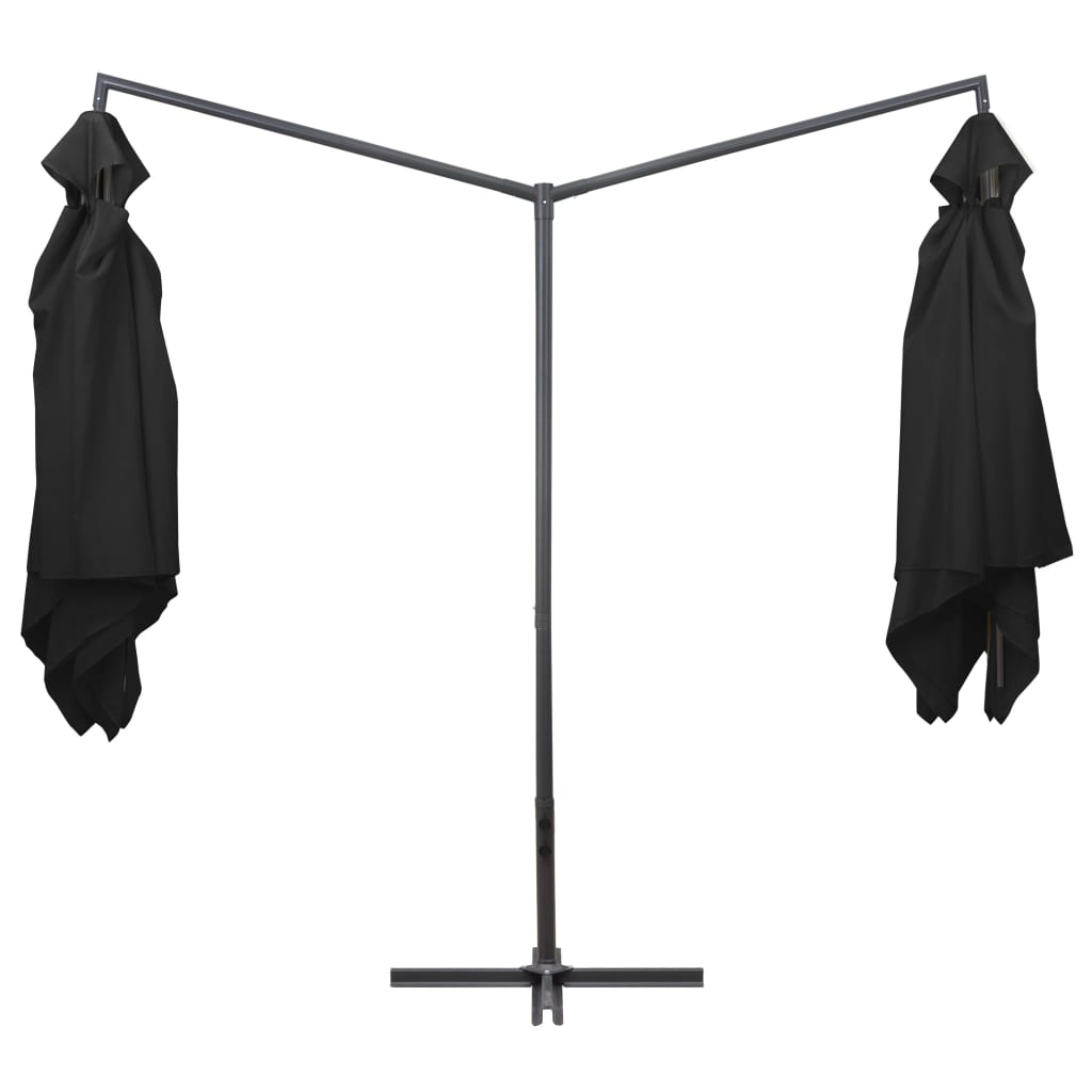 Doppelsonnenschirm mit Stahlmast 250×250 cm Schwarz