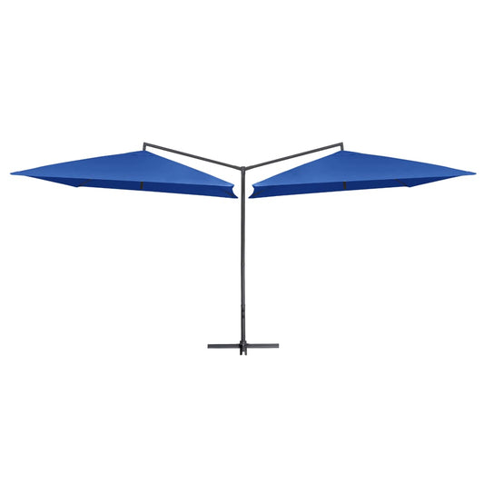 Doppelsonnenschirm mit Stahlmast 250×250 cm Azurblau