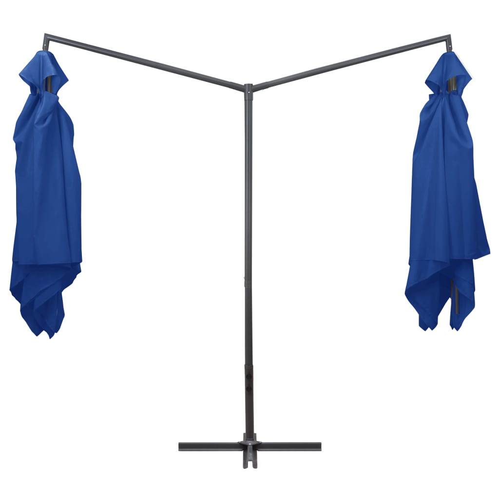 Doppelsonnenschirm mit Stahlmast 250×250 cm Azurblau