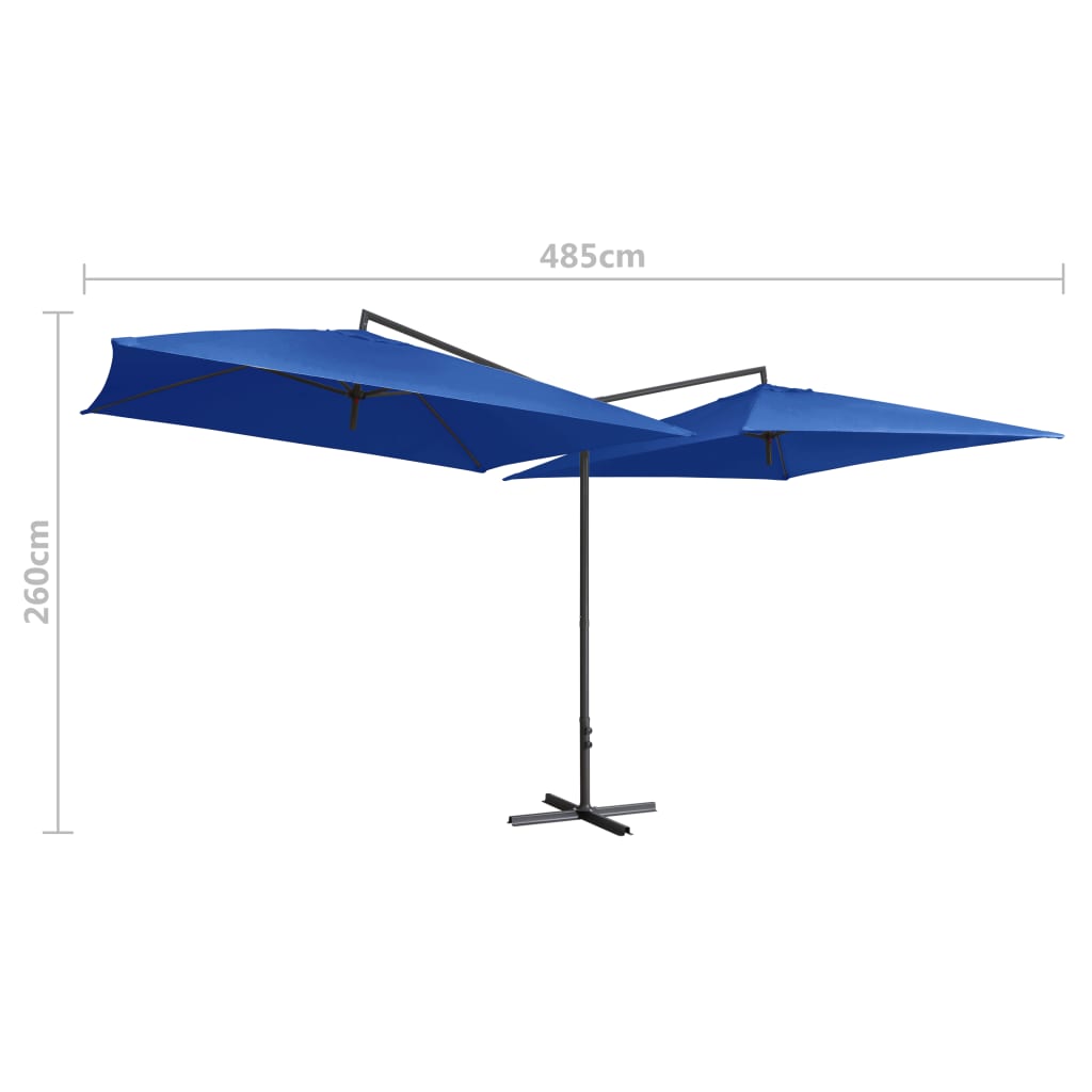 Doppelsonnenschirm mit Stahlmast 250×250 cm Azurblau