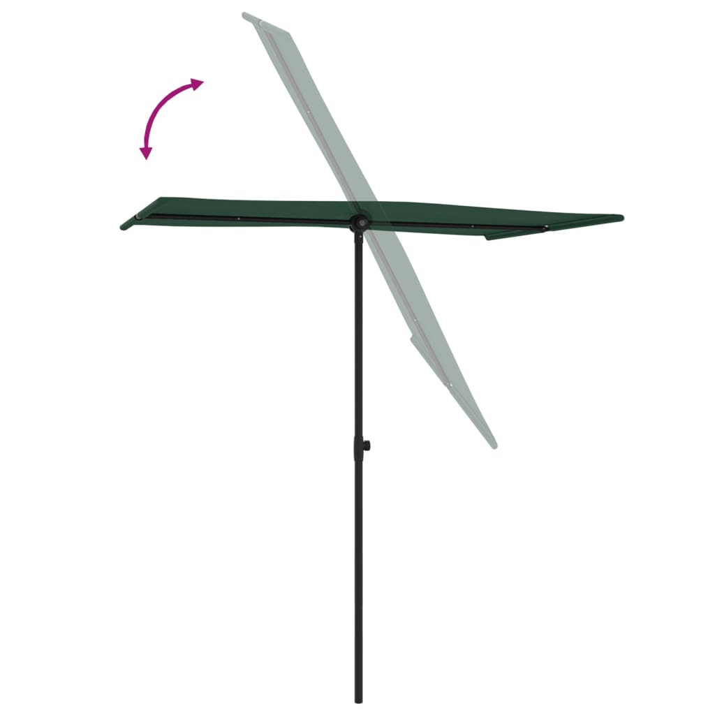 Parasol avec mât en aluminium 180 x 110 cm vert