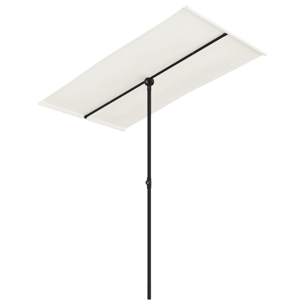 Parasol avec mât en aluminium 180 x 110 cm blanc sable