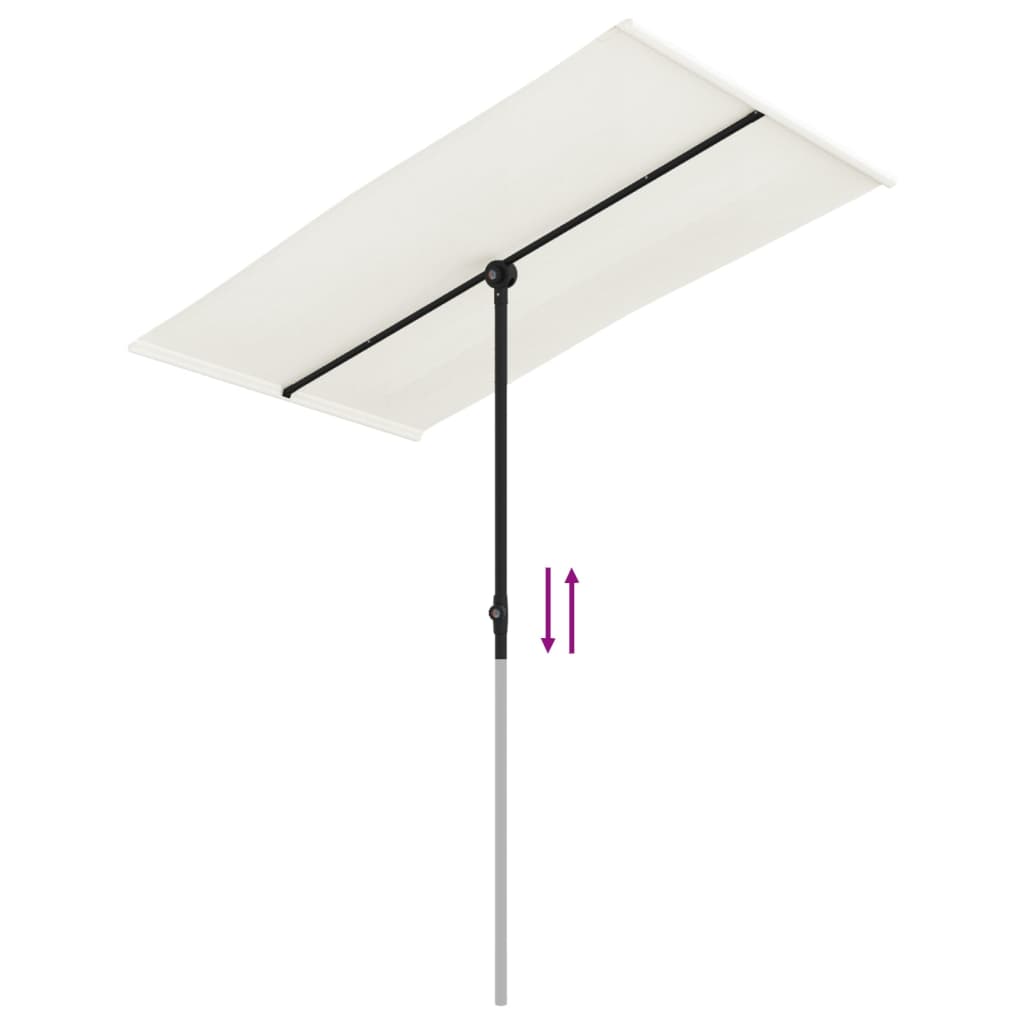 Parasol avec mât en aluminium 180 x 110 cm blanc sable