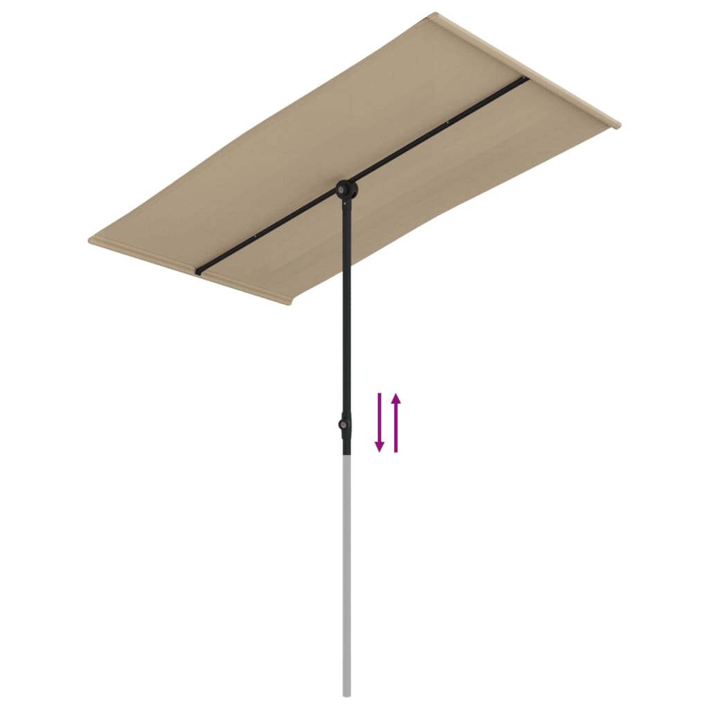 Parasol avec mât en aluminium 180x110 cm taupe