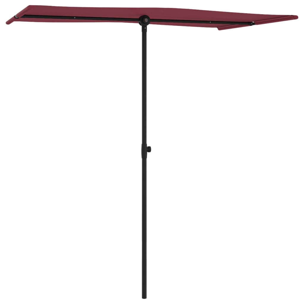 Parasol avec mât en aluminium 180 x 110 cm Rouge Bordeaux