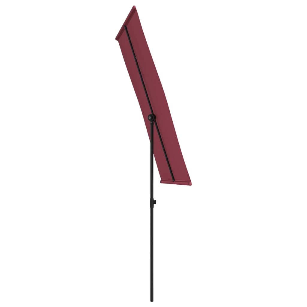 Parasol avec mât en aluminium 180 x 110 cm Rouge Bordeaux