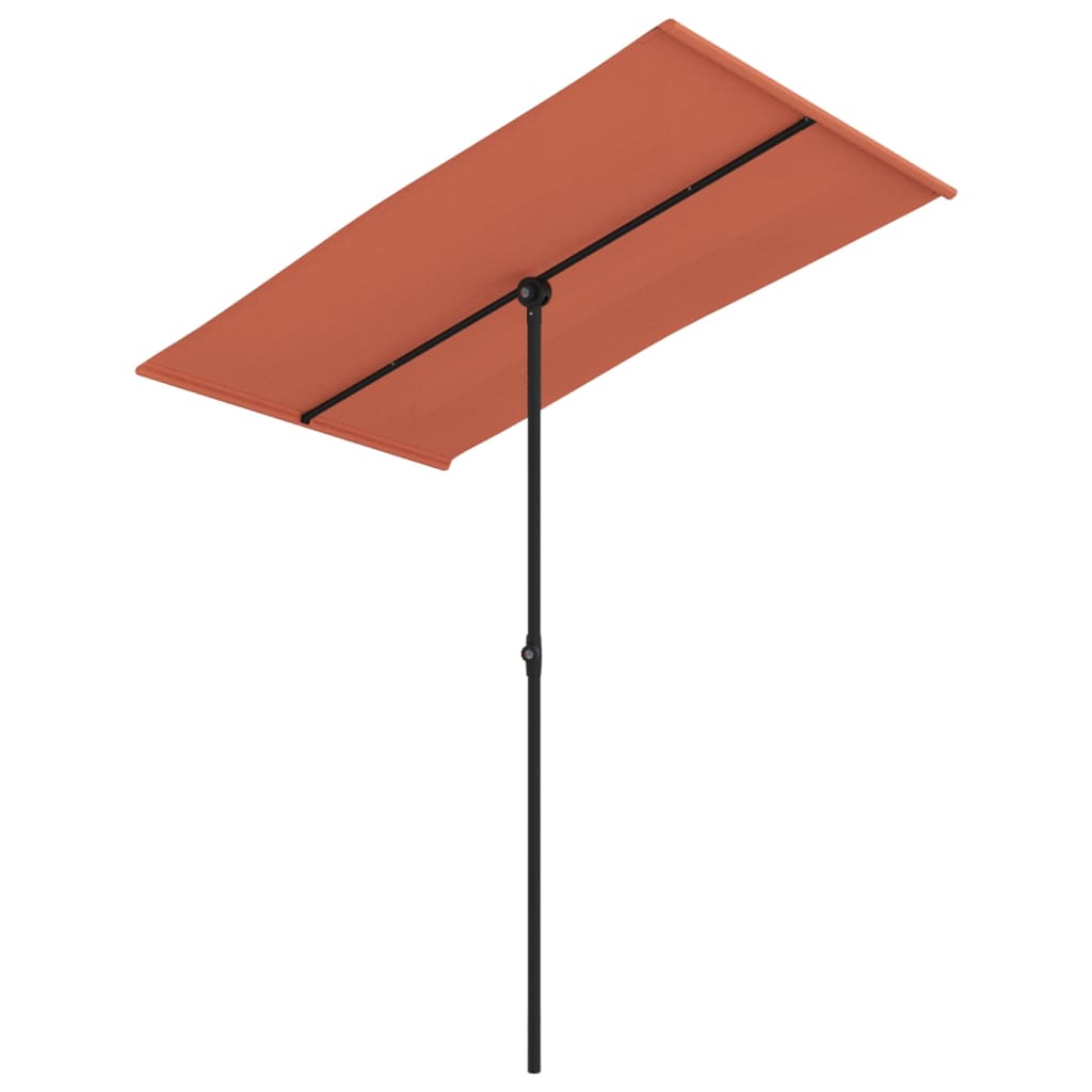 Parasol avec mât en aluminium 180 x 110 cm rouge terre cuite