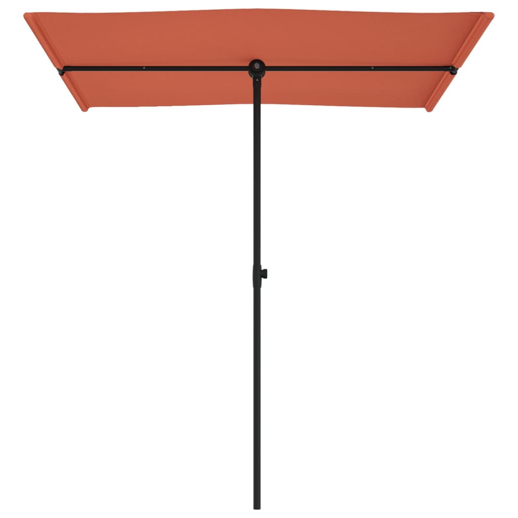 Parasol avec mât en aluminium 180 x 110 cm rouge terre cuite