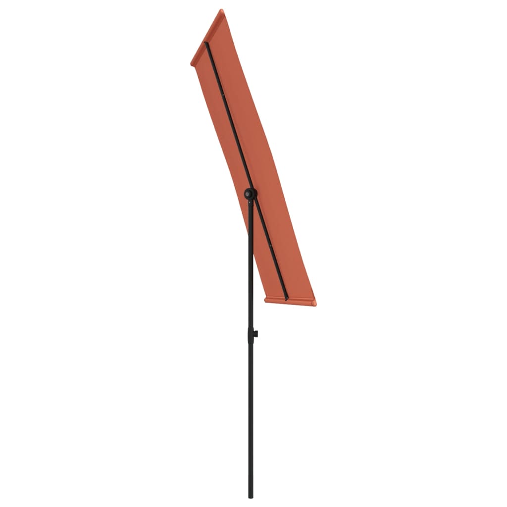 Parasol avec mât en aluminium 180 x 110 cm rouge terre cuite