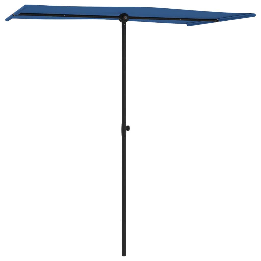 Parasol avec mât en aluminium 180 x 110 cm bleu azur