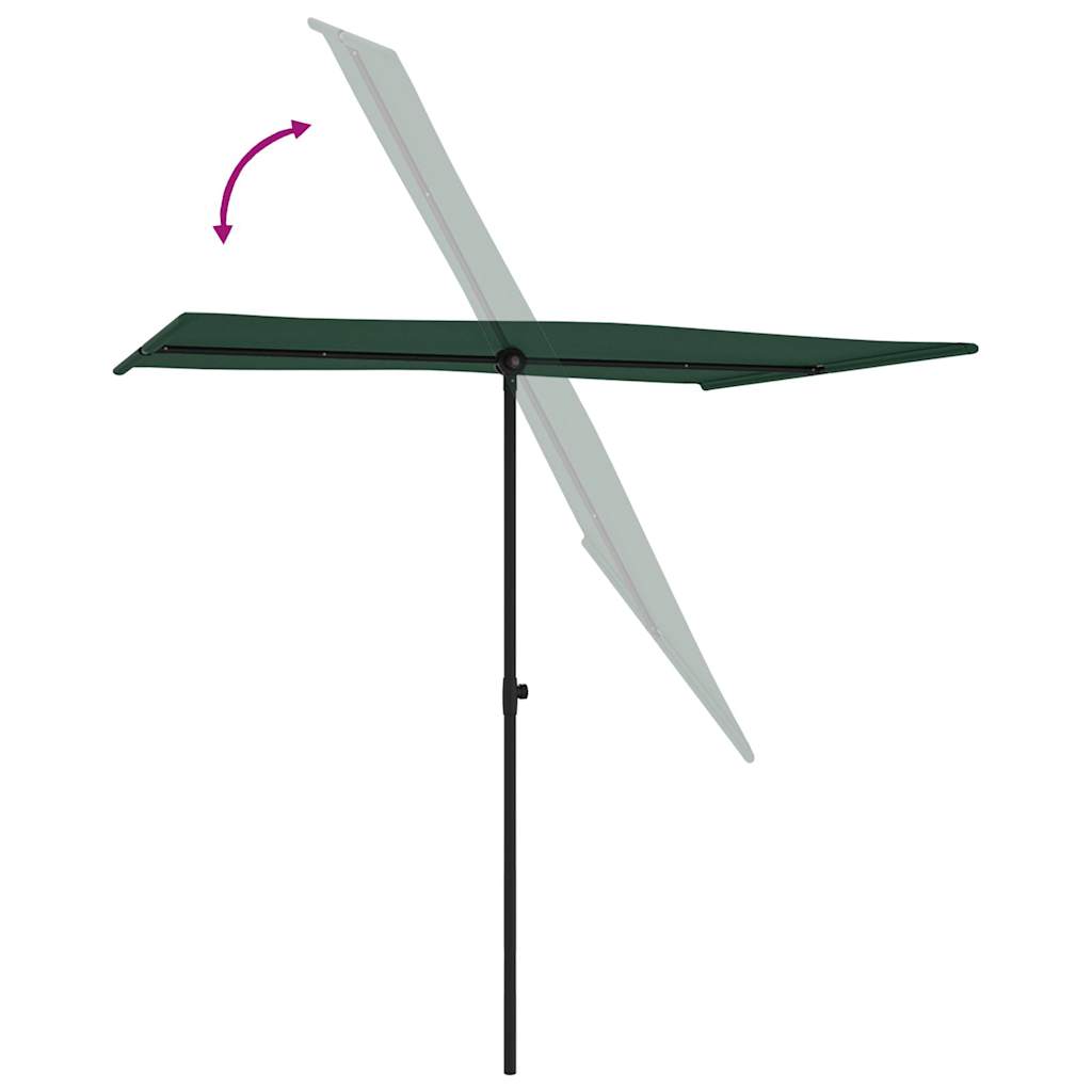 Parasol avec mât en aluminium 2x1,5 m vert