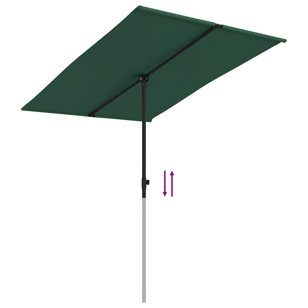 Parasol avec mât en aluminium 2x1,5 m vert