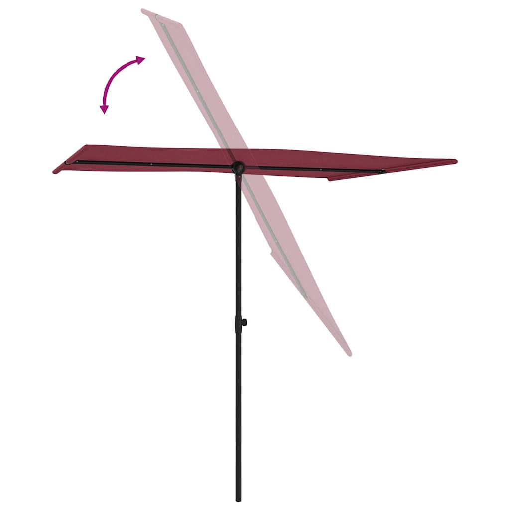 Parasol avec mât aluminium 2x1,5 m Rouge Bordeaux