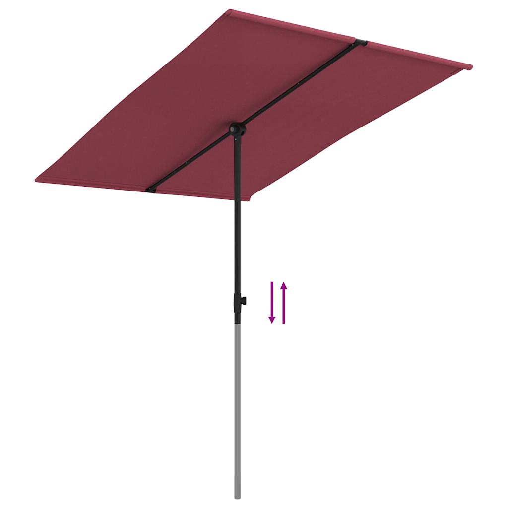 Parasol avec mât aluminium 2x1,5 m Rouge Bordeaux