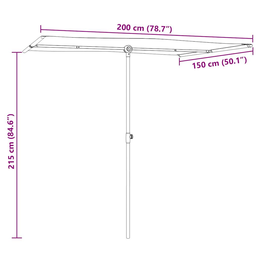 Parasol avec mât aluminium 2x1,5 m Rouge Bordeaux