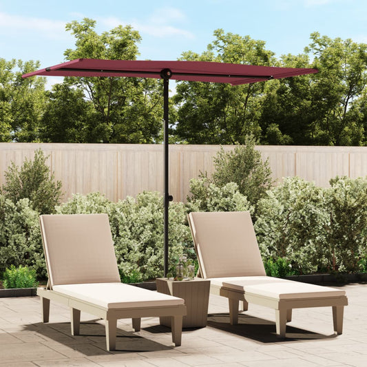 Parasol avec mât aluminium 2x1,5 m Rouge Bordeaux