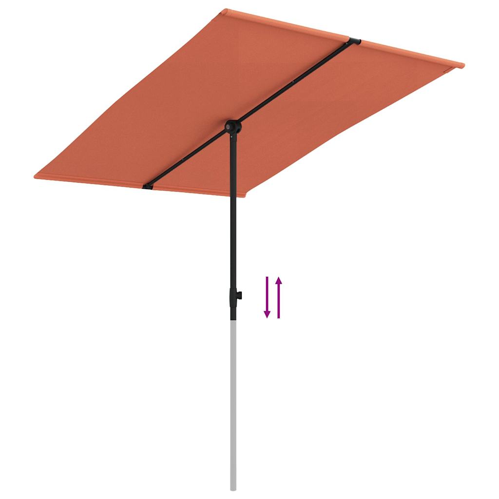 Parasol avec mât aluminium 2x1,5 m rouge terre cuite