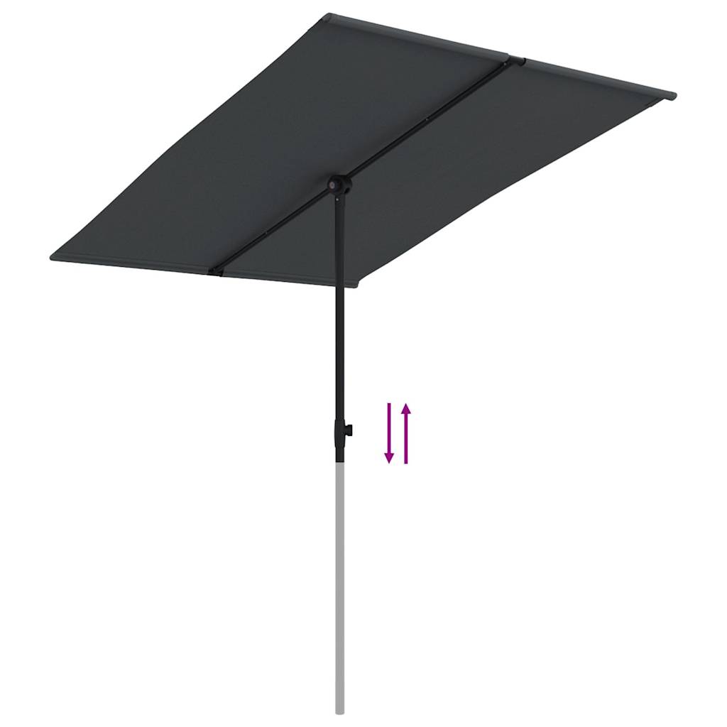 Parasol avec mât en aluminium 2x1,5 m noir