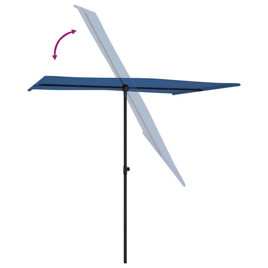 Parasol avec mât aluminium 2x1,5 m bleu azur