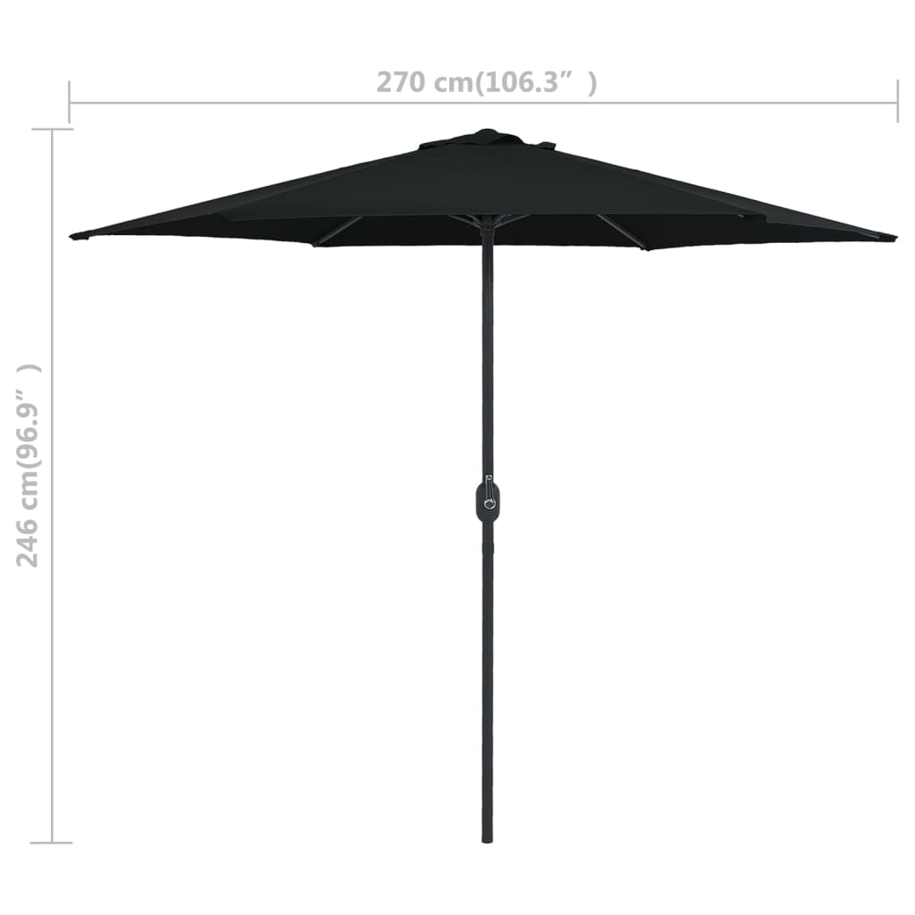 Sonnenschirm mit Aluminium-Mast 270x246 cm Schwarz