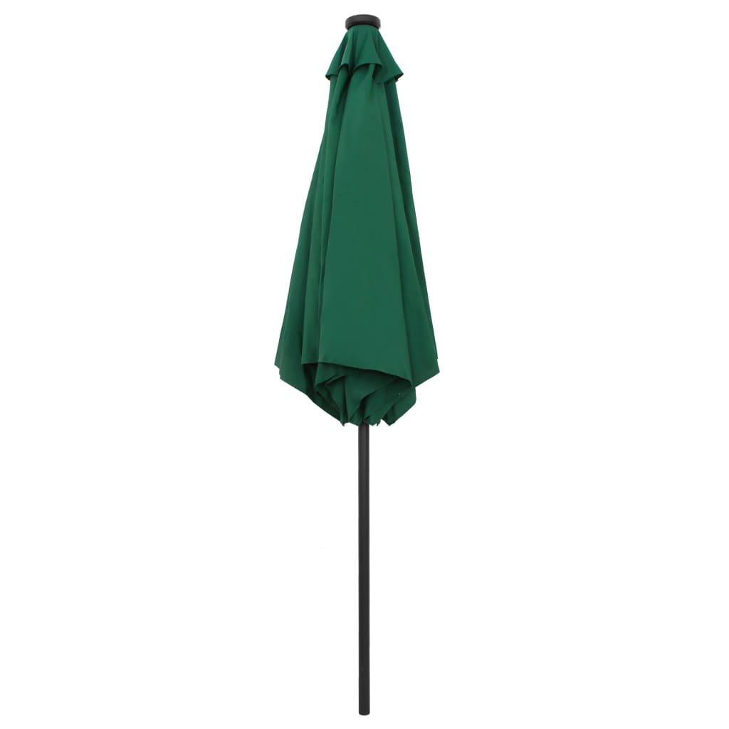 Parasol avec lumières LED et mât en aluminium 270 cm vert