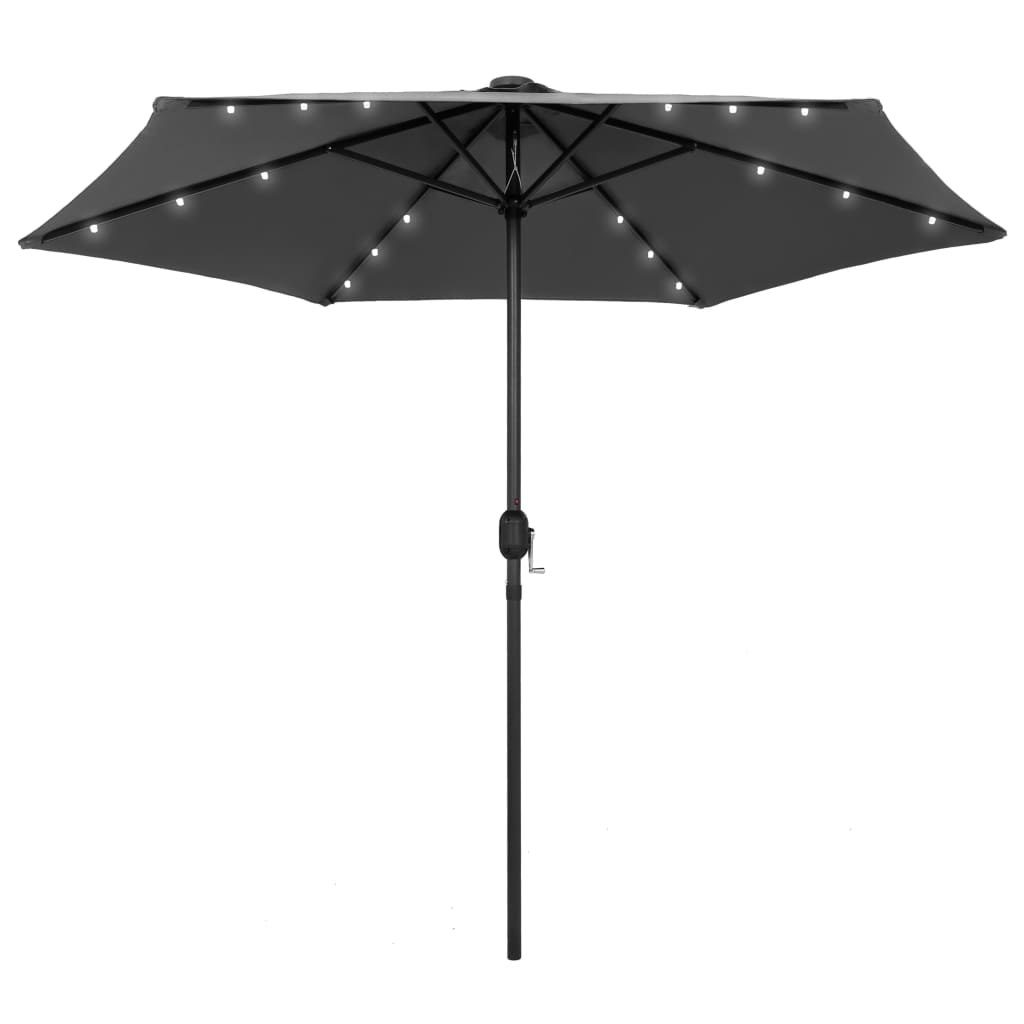 Parasol avec lumières LED et mât en aluminium 270 cm anthracite