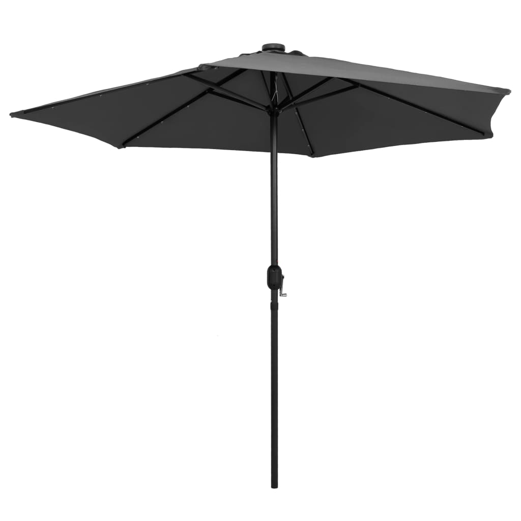 Parasol avec lumières LED et mât en aluminium 270 cm anthracite