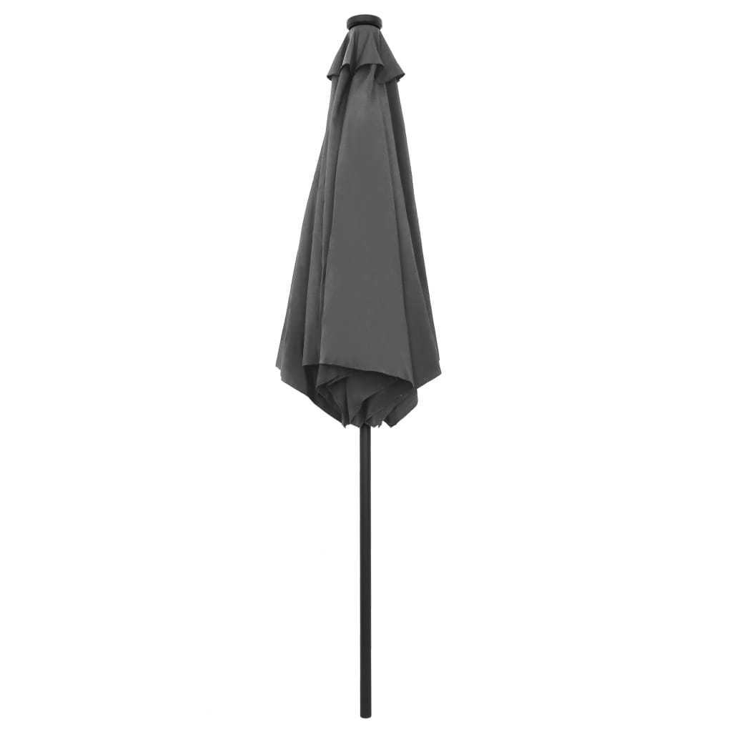 Parasol avec lumières LED et mât en aluminium 270 cm anthracite