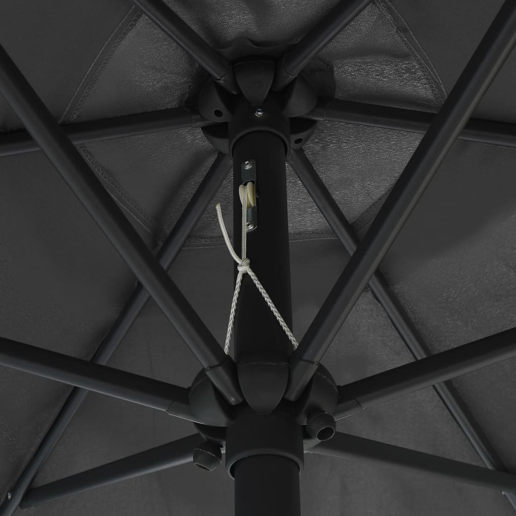 Parasol avec lumières LED et mât en aluminium 270 cm anthracite