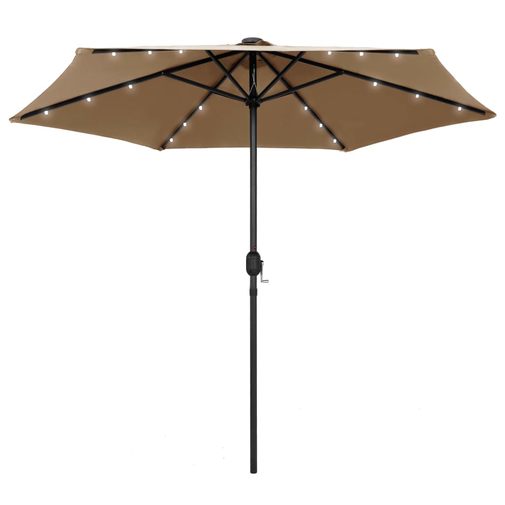 Sonnenschirm mit LED-Beleuchtung und Alu-Mast 270 cm Taupe