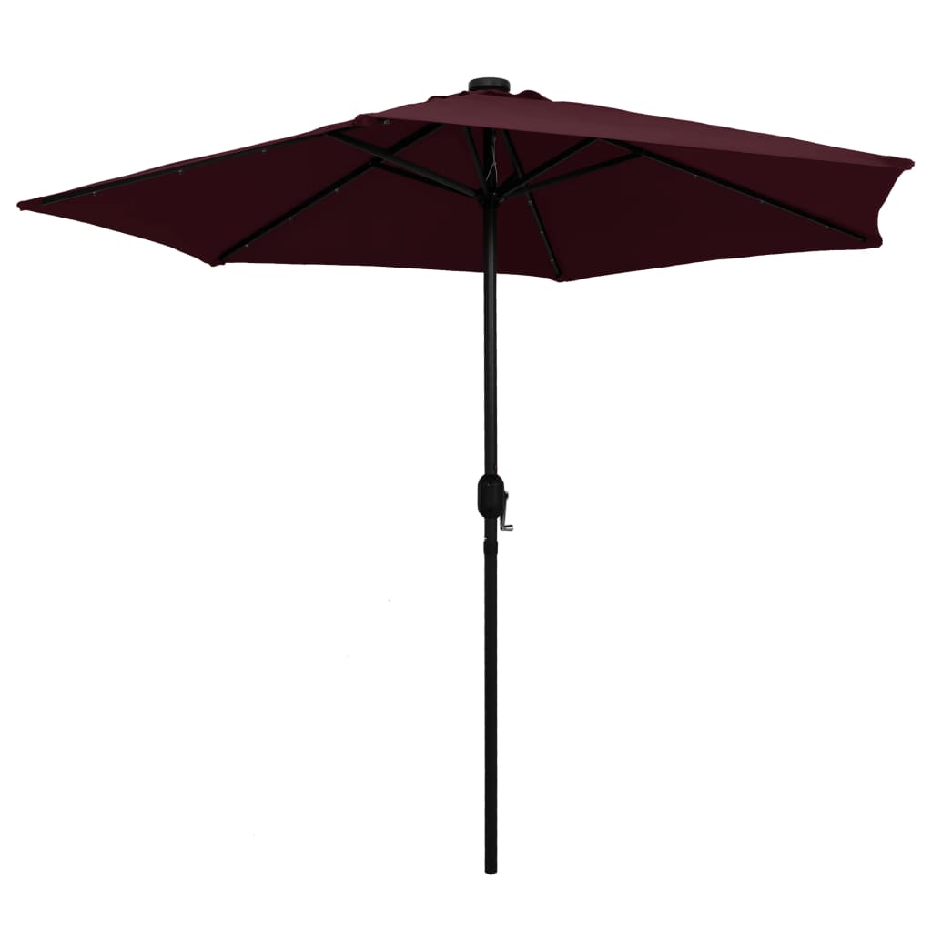 Parasol avec lumières LED mât aluminium 270 cm Rouge Bordeaux