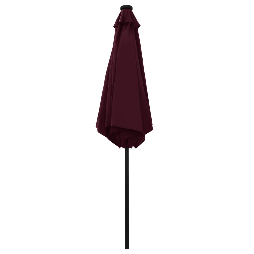 Parasol avec lumières LED mât aluminium 270 cm Rouge Bordeaux