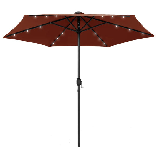 Sonnenschirm mit LED-Beleuchtung und Alu-Mast 270 cm Terrakotta