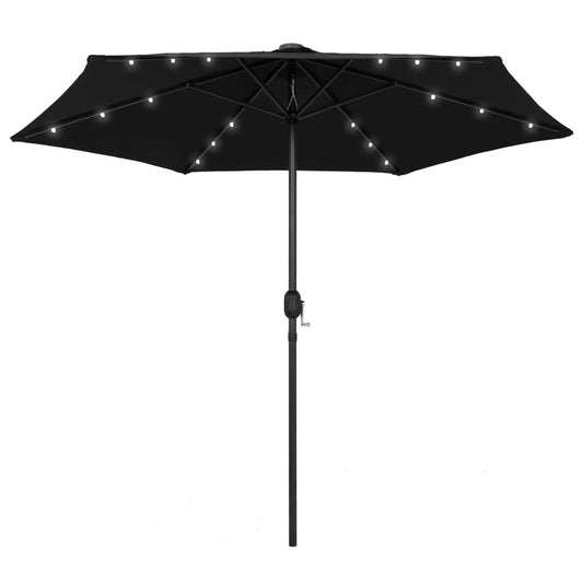 Sonnenschirm mit LED-Beleuchtung und Alu-Mast 270 cm Schwarz