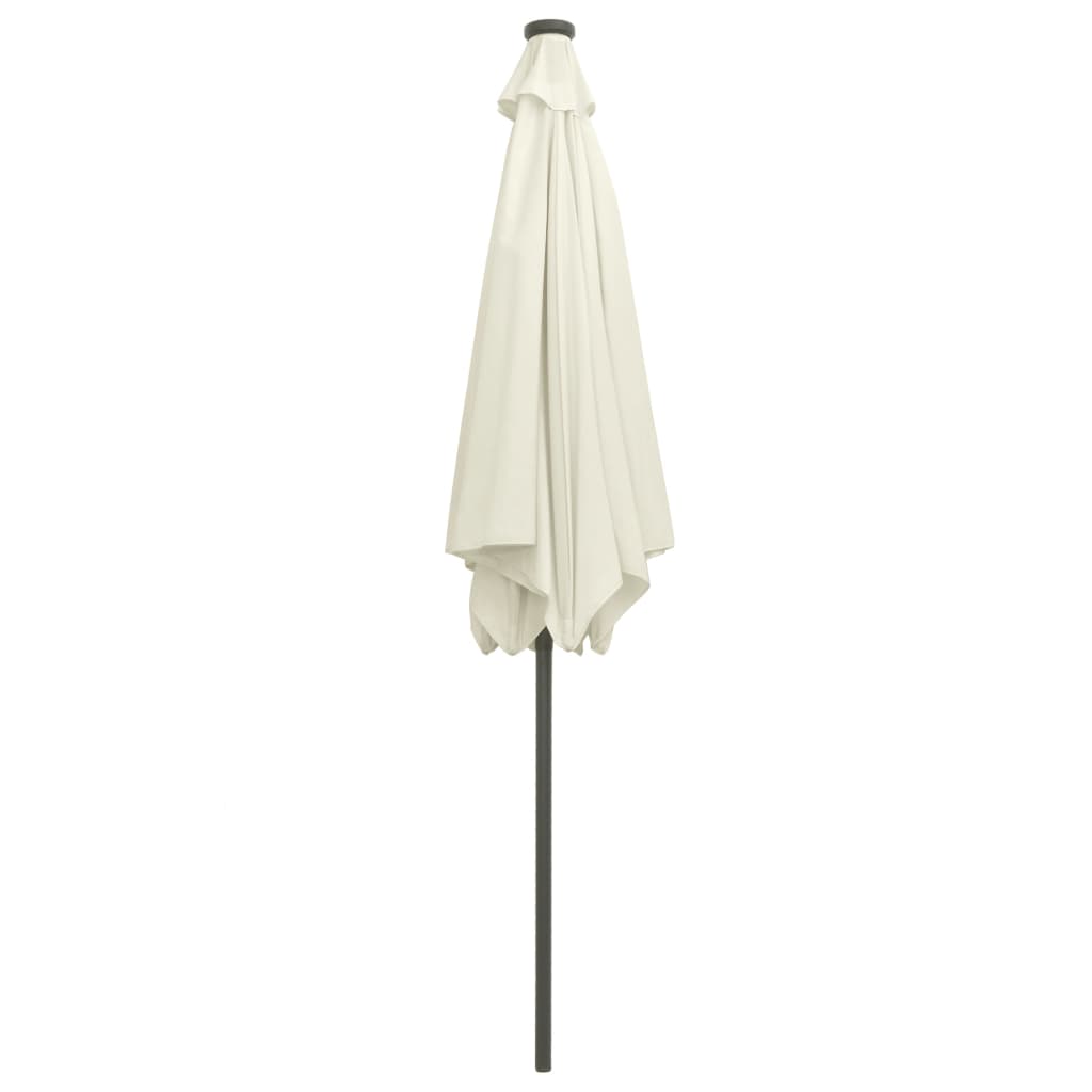 Parasol avec éclairage LED et mât en aluminium 300 cm blanc sable