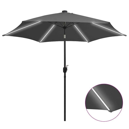 Sonnenschirm mit LED-Beleuchtung und Alu-Mast 300 cm Anthrazit