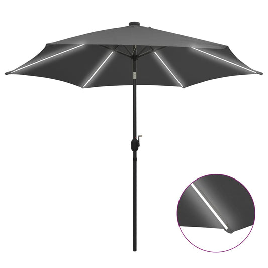 Sonnenschirm mit LED-Beleuchtung und Alu-Mast 300 cm Anthrazit