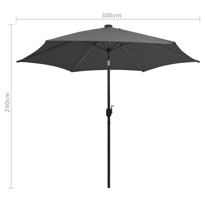 Sonnenschirm mit LED-Beleuchtung und Alu-Mast 300 cm Anthrazit