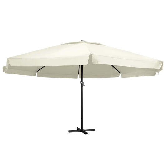 Parasol avec mât en aluminium 600 cm blanc sable