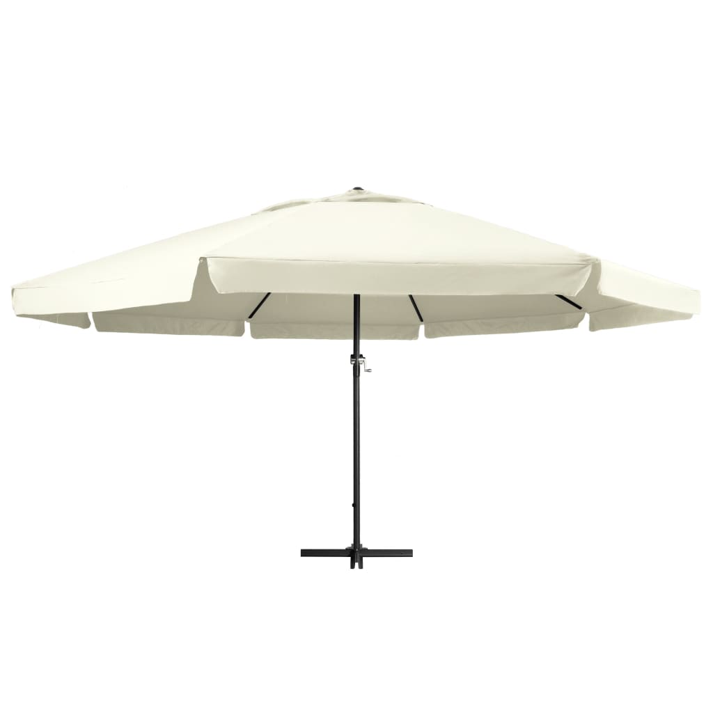 Parasol avec mât en aluminium 600 cm blanc sable